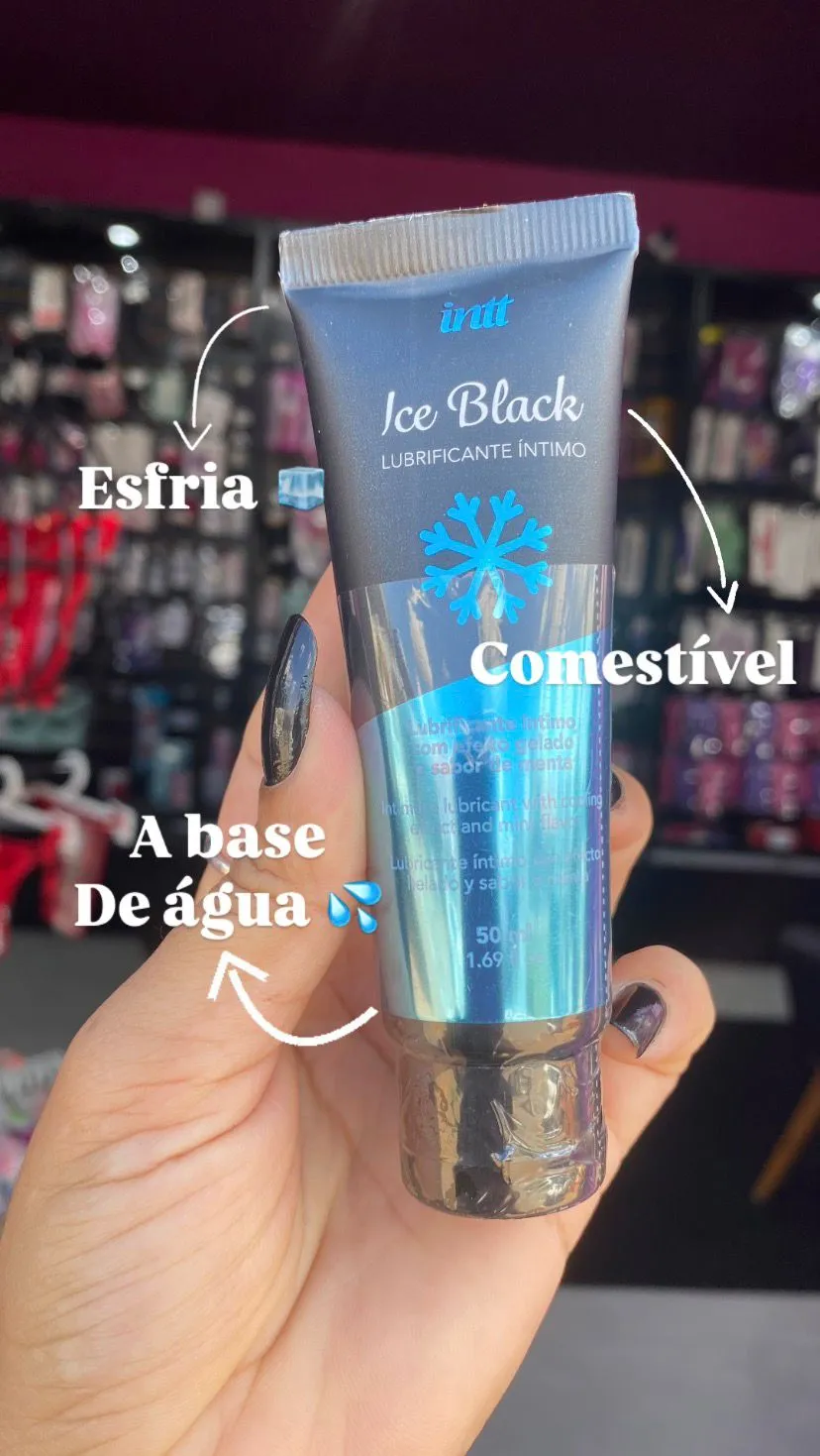 Ice Black Lubrificante a Base de Água Sabor Menta 50 ml – Intt