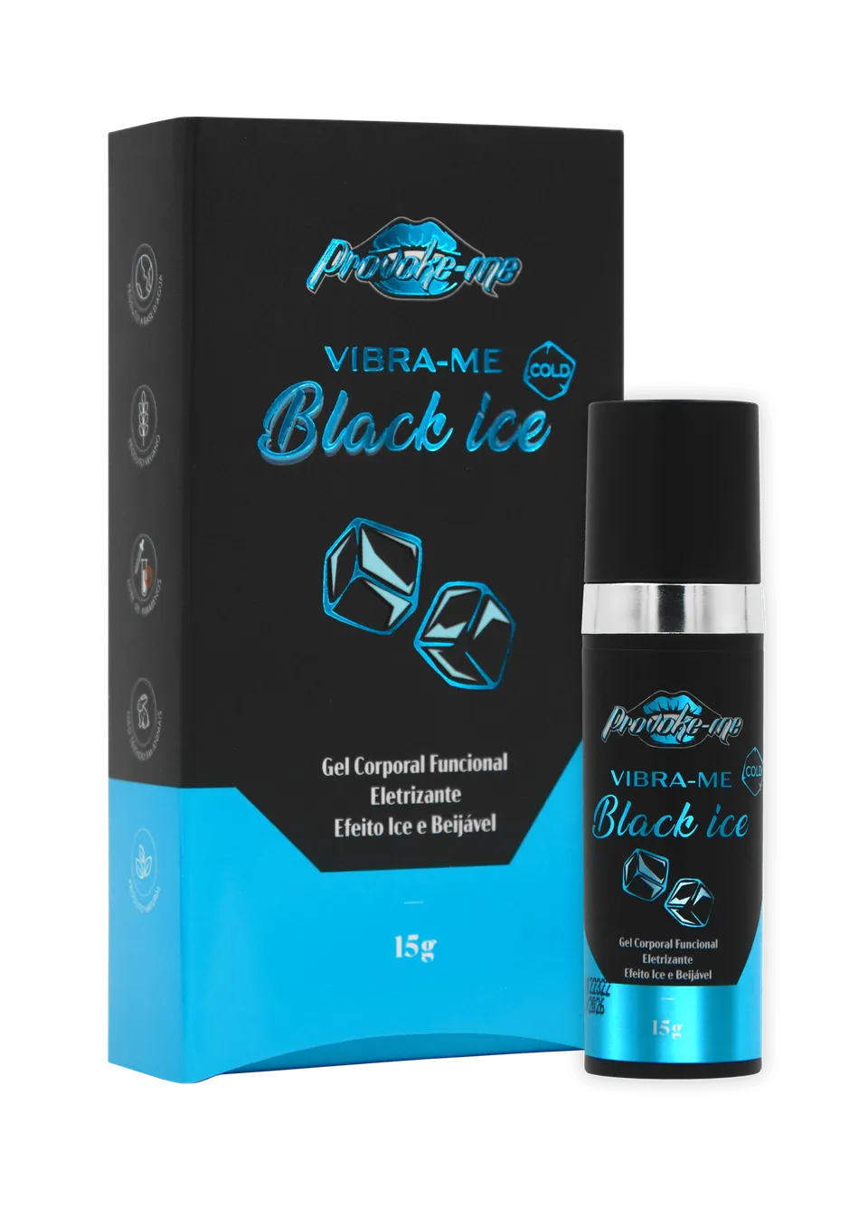 Vibra-me Black Ice Cold Gel Eletrizante Beijável 15 g
