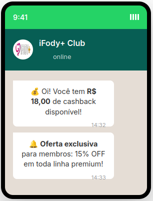 Notificações do iFody+ Club em Boa Vista